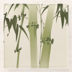 Orientalische Artmalerei, Bambusniederlassungen 2 Glasuntersetzer