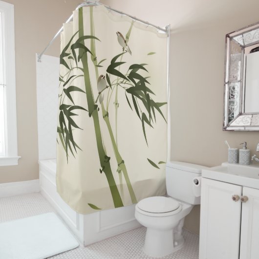 Orientalische Artmalerei, Bambusniederlassungen Duschvorhang (Beispiel)