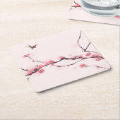 Orientalische Artmalerei, Kirschblüte Rechteckiger Pappuntersetzer (angewinkelt)