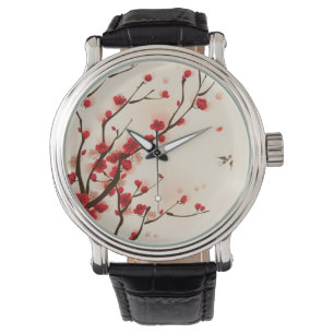 Orientalische Artmalerei, Pflaumenblüte im Armbanduhr