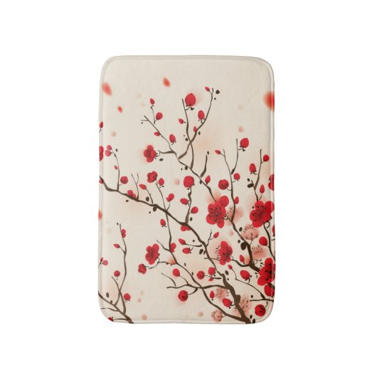 Orientalische Artmalerei, Pflaumenblüte im Badematte (Vorderseite Vertikal)