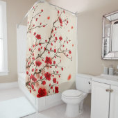 Orientalische Artmalerei, Pflaumenblüte im Duschvorhang (Beispiel)