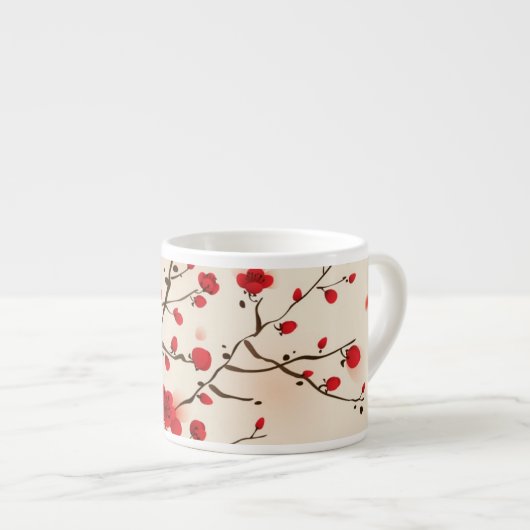 Orientalische Artmalerei, Pflaumenblüte im Espressotasse (Vorderseite Rechts)