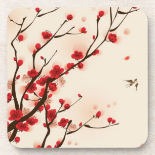 Orientalische Artmalerei, Pflaumenblüte im Getränkeuntersetzer