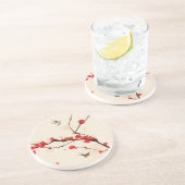 Orientalische Artmalerei, Pflaumenblüte im Getränkeuntersetzer (Seite)