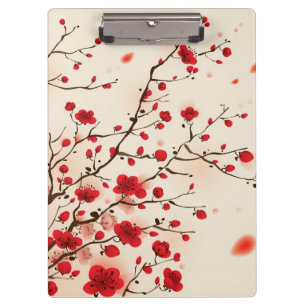 Orientalische Artmalerei, Pflaumenblüte im Klemmbrett