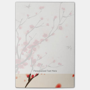 Orientalische Artmalerei, Pflaumenblüte im Post-it Klebezettel