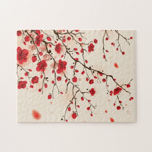 Orientalische Artmalerei, Pflaumenblüte im Puzzle (Horizontal)