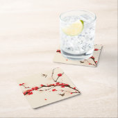 Orientalische Artmalerei, Pflaumenblüte im Rechteckiger Pappuntersetzer (Vor Ort)