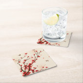 Orientalische Artmalerei, Pflaumenblüte im Rechteckiger Pappuntersetzer (Vor Ort)