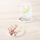 Orientalische Artmalerei, Pflaumenblüte im Sandstein Untersetzer (Seite)