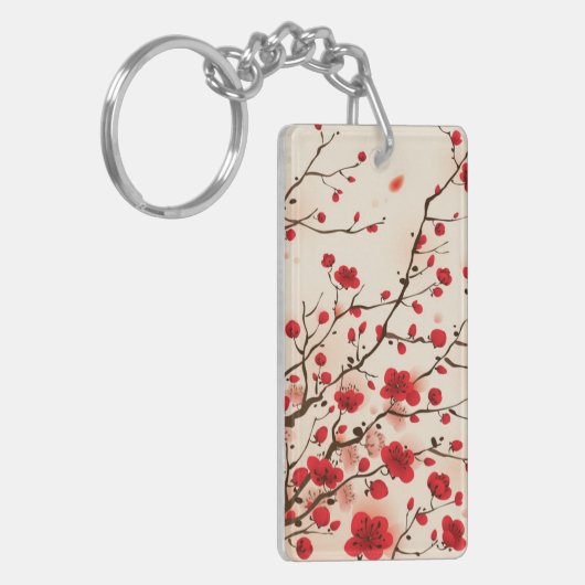Orientalische Artmalerei, Pflaumenblüte im Schlüsselanhänger (Vorderseite links)