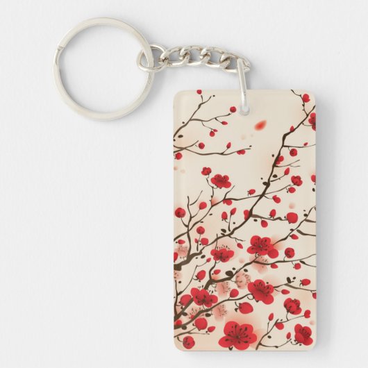 Orientalische Artmalerei, Pflaumenblüte im Schlüsselanhänger (Vorderseite)
