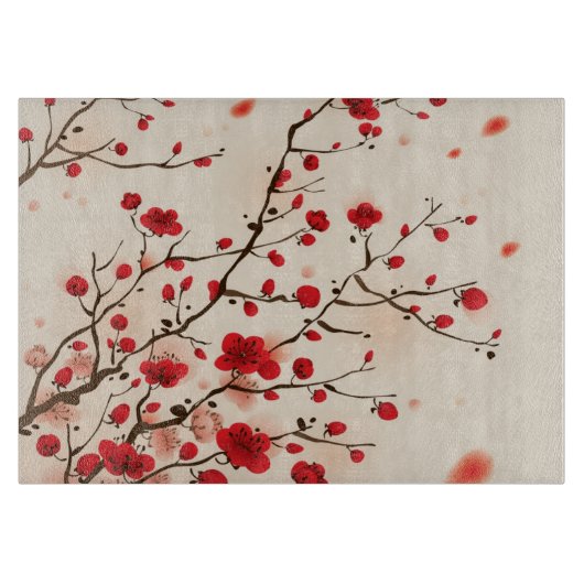 Orientalische Artmalerei, Pflaumenblüte im Schneidebrett (Vorderseite)