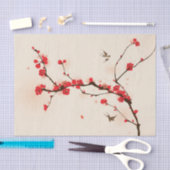 Orientalische Artmalerei, Pflaumenblüte im Seidenpapier (Handwerk)