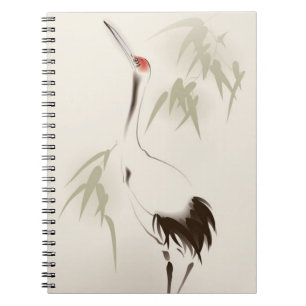 Orientalische Artmalerei, Rot-gekrönter Kran Notizblock