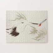 Orientalische Artmalerei, Rot-gekrönter Kran Puzzle (Horizontal)