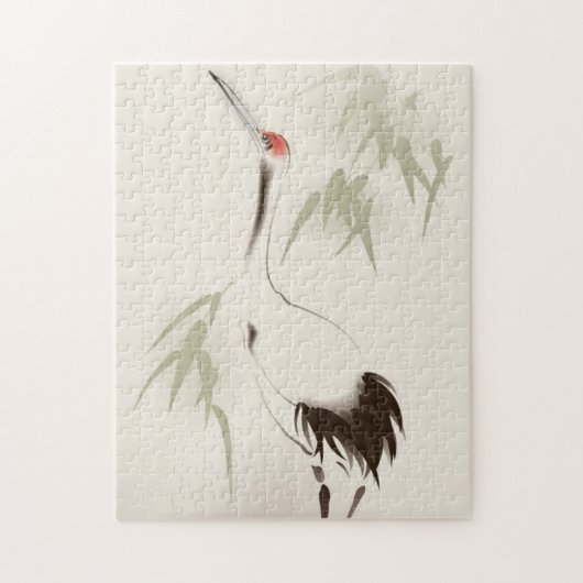 Orientalische Artmalerei, Rot-gekrönter Kran Puzzle (Vertikal)