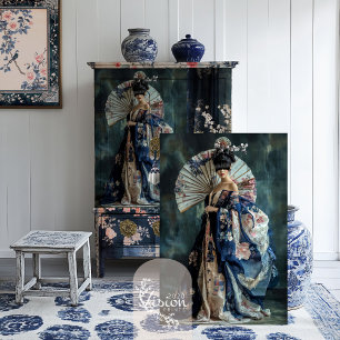 Orientalische Ästhetik Elegant Geisha Portrait Seidenpapier