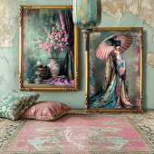 Orientalische Ästhetik Elegant Geisha Portrait Seidenpapier