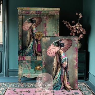 Orientalische Ästhetik Elegantes Geisha-Porträt Seidenpapier