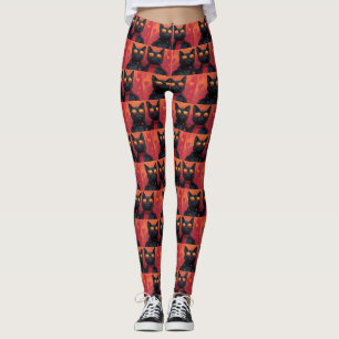 Orientalische Blaue Katze mit Herzrosen zum Valent Leggings