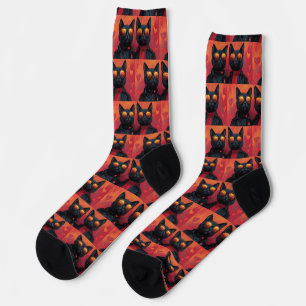 Orientalische Blaue Katze mit Herzrosen zum Valent Socken