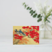Orientalische blaue Vögel und Herbstlaub Visitenkarte (Stehend Vorderseite)