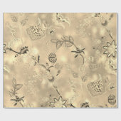 Orientalische Blume aus Sepia-Gold Geschenkpapier (Flach)