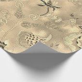 Orientalische Blume aus Sepia-Gold Geschenkpapier (Ecke)