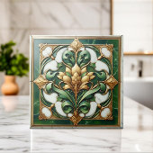 Orientalische Blumenzille - Grün und Gold Fliese