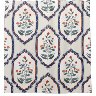 Orientalische Blumenzweige: Kalamkari Indien. Duschvorhang