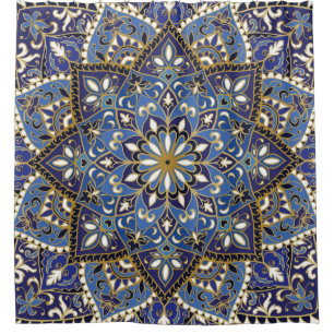 Orientalische Blüte: Vintager Teppich Duschvorhang