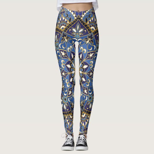 Orientalische Blüte: Vintager Teppich Leggings (Vorderseite)