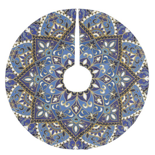 Orientalische Blüte: Vintager Teppich Polyester Weihnachtsbaumdecke (Vorderseite)