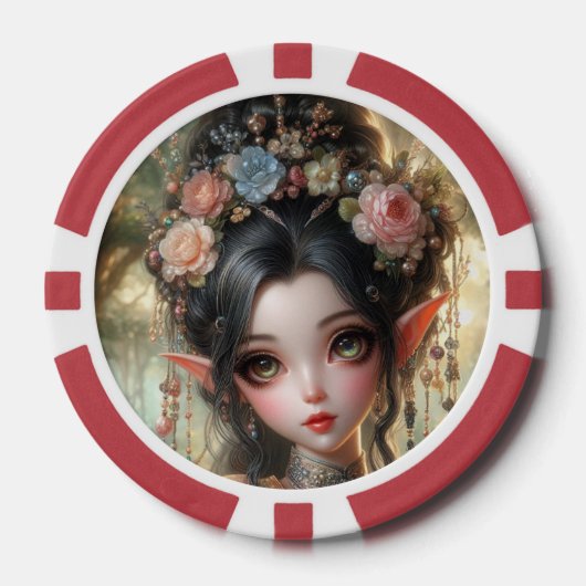 Orientalische Elfen-Spielkarten Pokerchips (Vorderseite)