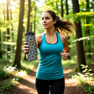 Orientalische Fliesen, Azulejos diagonal  Thermosbecher