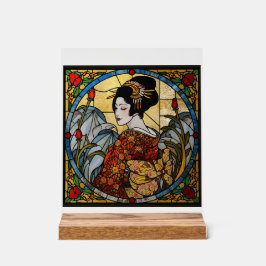 Orientalische Geisha-Acrylglasfensterbild-Wandkuns Acrylschild