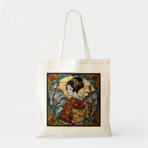 Orientalische Geisha-Buntglas