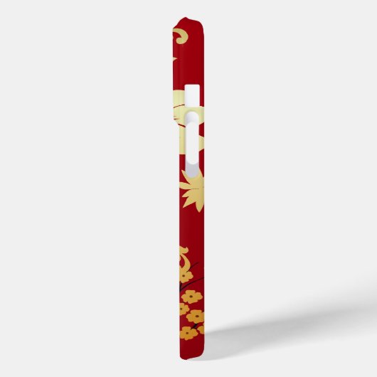 Orientalische Golden Blume auf Rot Case-Mate iPhone Hülle (Rückseite / Links)