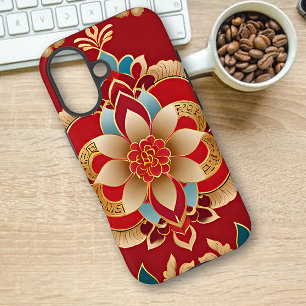 Orientalische Goldene Blume Chinesisch Neues Jahr iPhone 16 Hülle