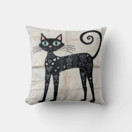 Orientalische Katze Kilim Kissen: Schwarz und Weiß Kissen