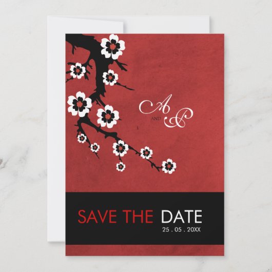 Orientalische Kirschblüte-Hochzeit Einladung (Vorderseite)