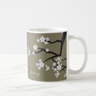 Orientalische Kirschblüten-weiße Kaffeetasse