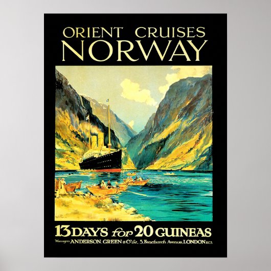 Orientalische Kreuzfahrten nach Norwegen, Vintage  Poster (Vorne)