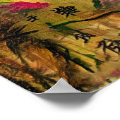 Orientalische Malerei. japanischer Stil Poster (Ecke)