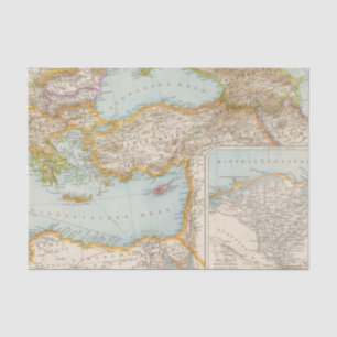 Orientalische Mittelmeerkarte Seidenpapier