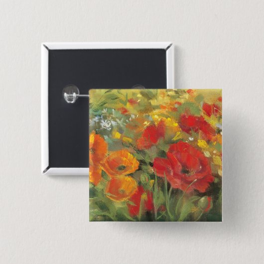 Orientalische Mohnblumen-Feld Button (Vorne & Hinten)