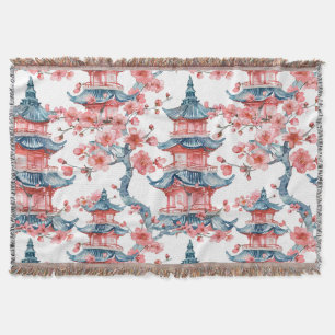 Orientalische Pagode Sakura-Blüten Rot Kunst Decke