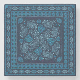 Orientalische Paisley-Verzierung - Blau Steinuntersetzer